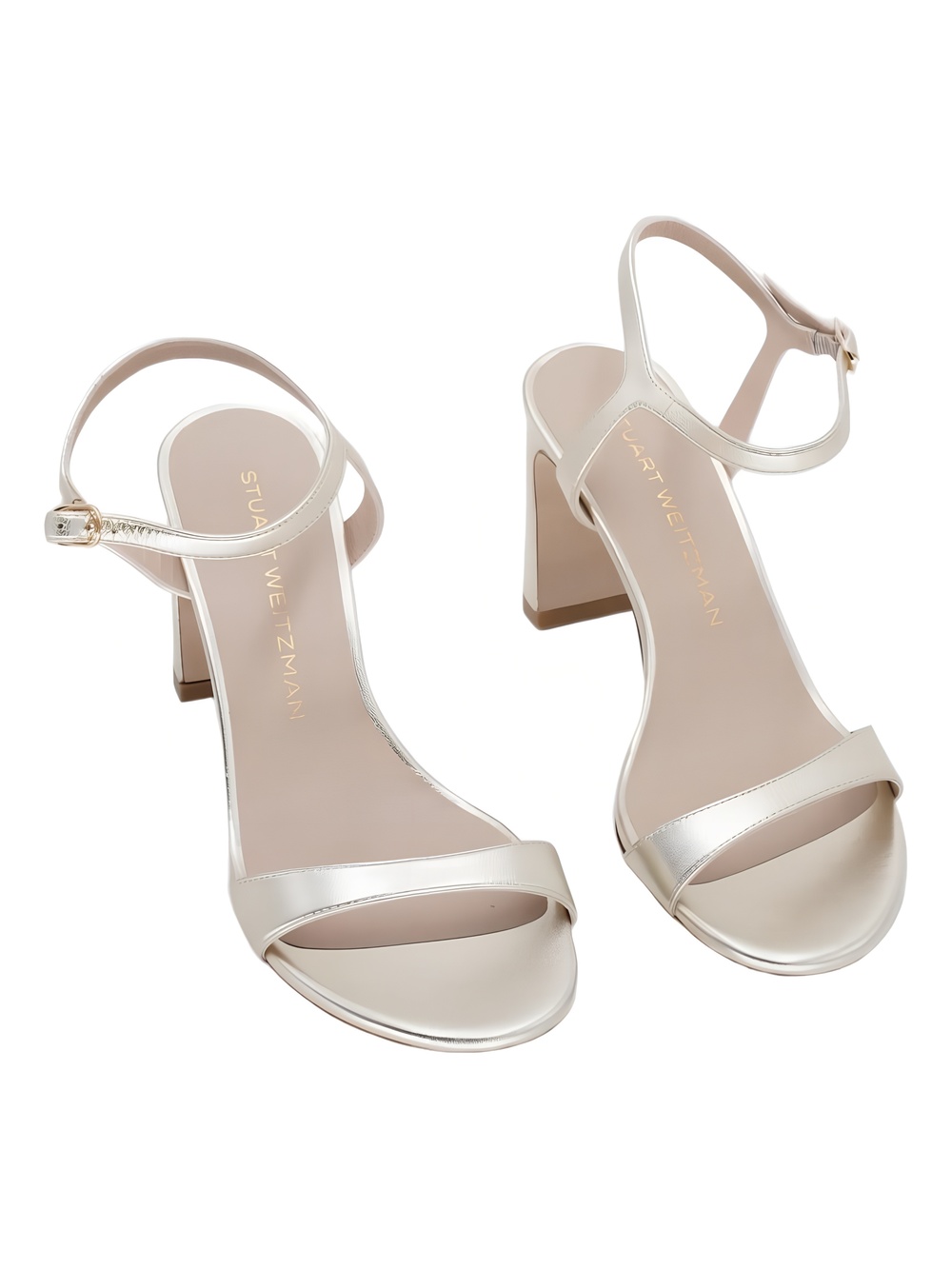 Stuart Weitzman Babette Ankle Strap Dress Sandal Light Gold Size 6.5